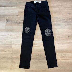 True Religion Joey Low Rise Black Skinny Jeans Sz 27 Metal Alt Cyber Industrial